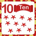Vector illustration of a children`s card with number ten.
